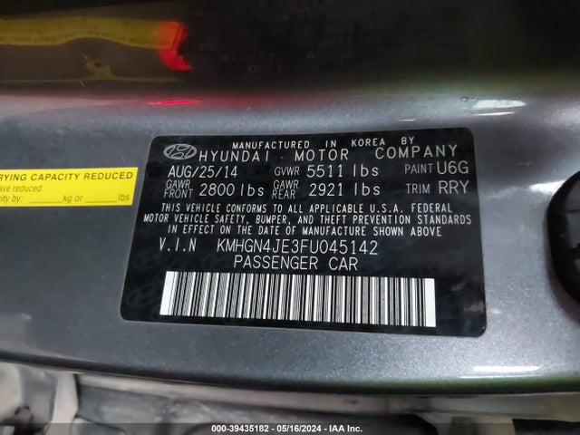 Hyundai Genesis 3.8 2015 KMHGN4JE3FU045142 Image 9
