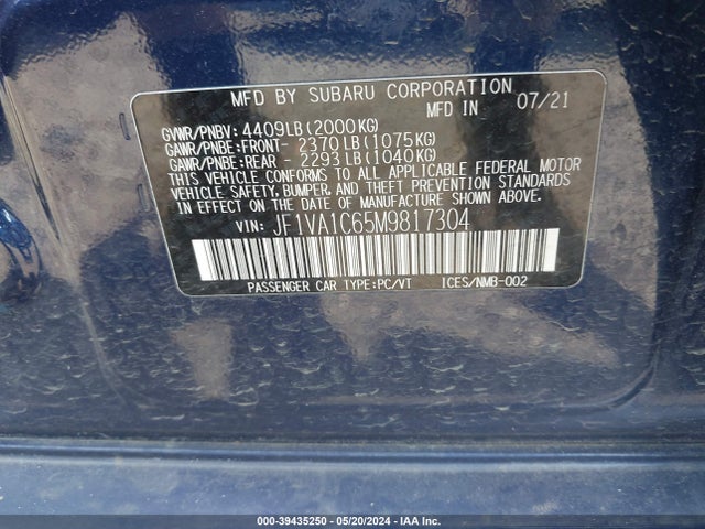 Subaru Wrx Premium 2021 JF1VA1C65M9817304 Image 9