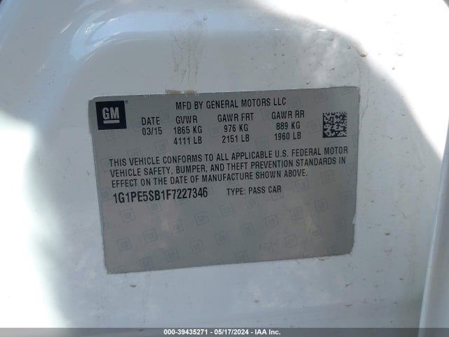 Chevrolet Cruze 2lt Auto 2015 1G1PE5SB1F7227346 Image 9
