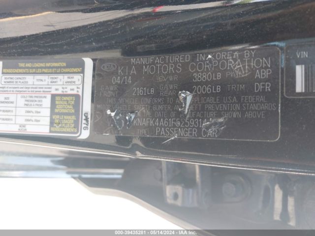 KNAFK4A61F5259314 KIA FORTE LX