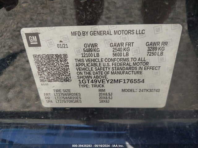 Продаж на аукціоні авто 2021 Gmc Sierra 3500hd 4wd  Standard Bed At4, vin: 1GT49VEY2MF176554, номер лоту: 39435283