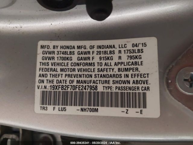 19XFB2F70FE247958 Honda CIVIC SE