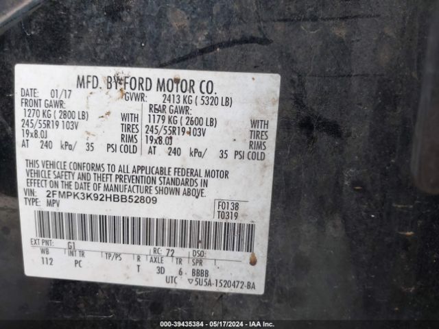 2FMPK3K92HBB52809 Ford Edge Titanium