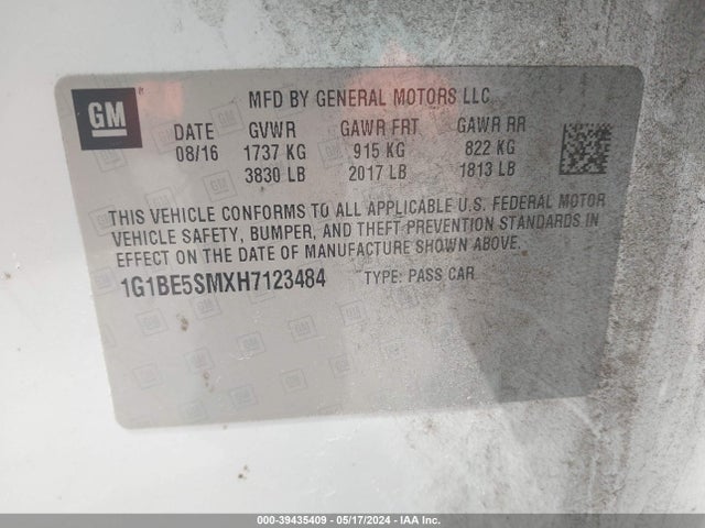 Chevrolet Cruze Lt Auto 2017 1G1BE5SMXH7123484 Image 9