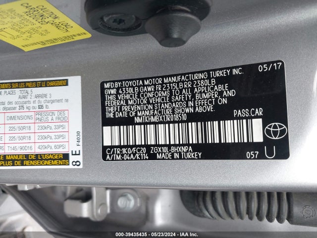 NMTKHMBX1JR018510 Toyota C-HR XLE