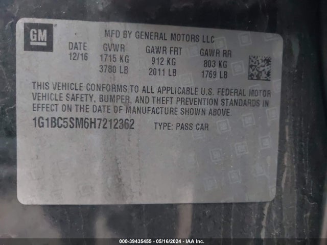 Chevrolet Cruze Ls Auto 2017 1G1BC5SM6H7212362 Image 9