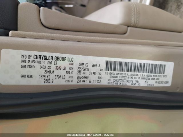 1C4RJFCT6EC148379 Jeep Grand Cherokee Overland