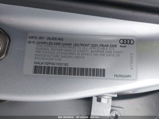 WAUA7GFF0G1033182 Audi A3 1.8t Premium