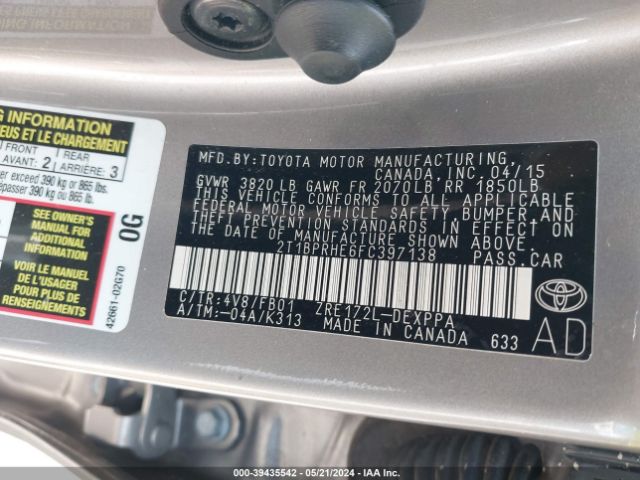 2T1BPRHE6FC397138 Toyota Corolla Le Eco Plus