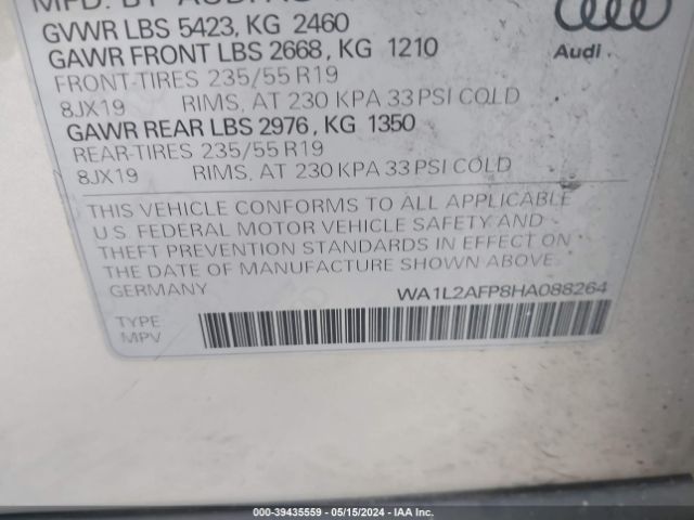 WA1L2AFP8HA088264 Audi Q5 2.0t Premium