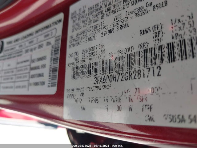 Ford FUSION SE 2016 3FA6P0H72GR281712 Image 9
