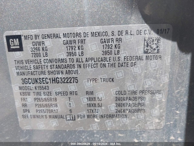 Chevrolet Silverado 1500 2lz 2017 3GCUKSEC1HG322275 Image 9