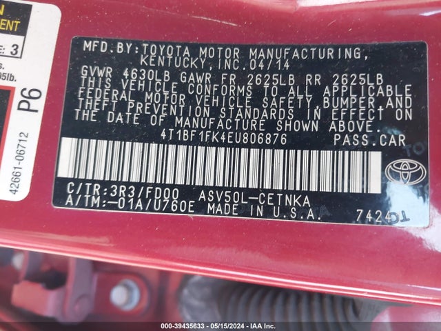 Toyota CAMRY LE 2014 4T1BF1FK4EU806876 Image 9