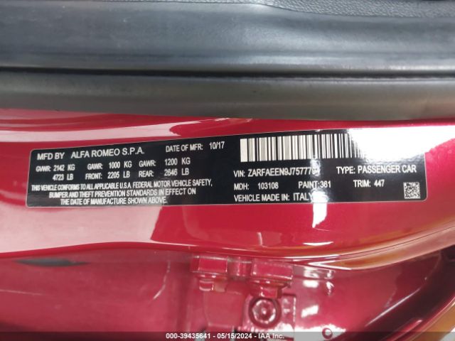 ZARFAEEN9J7577794 Alfa Romeo Giulia Ti Sport Awd