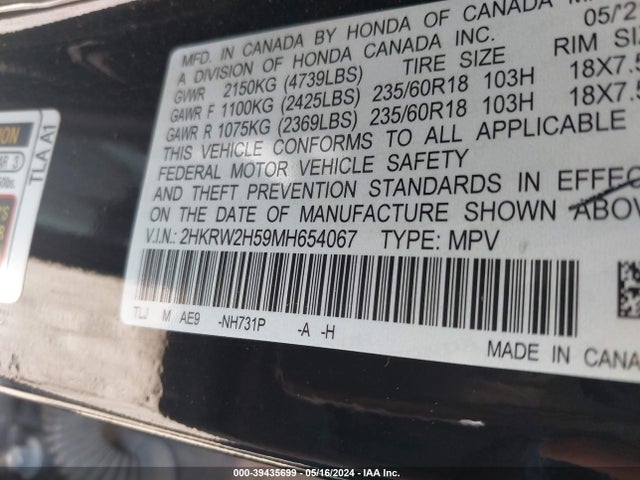Honda Cr-v Awd Ex 2021 2HKRW2H59MH654067 Image 9