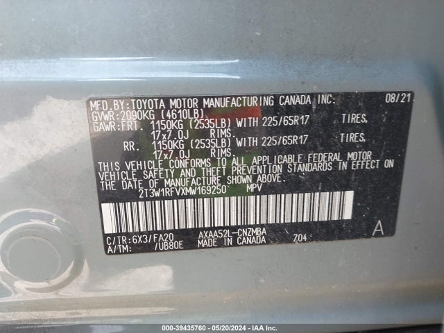 Toyota Rav4 Xle 2021 2T3W1RFVXMW169250 Image 9