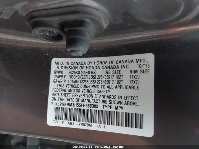 Honda CR-V EX 2015 2HKRM3H55FH558080 Image 9