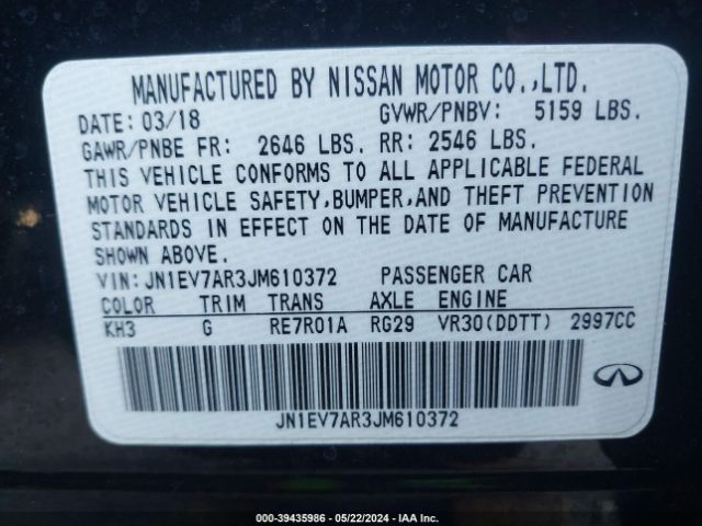 JN1EV7AR3JM610372 Infiniti Q50 3.0t Luxe