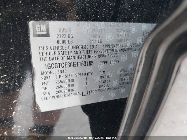 Chevrolet Colorado Lt 2016 1GCGTCE36G1163105 Image 9