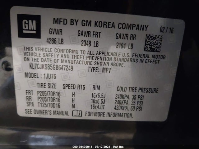 Chevrolet Trax 1ls 2016 KL7CJKSB5GB647249 Image 9