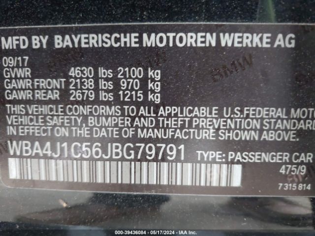 WBA4J1C56JBG79791 BMW 430i Gran Coupe