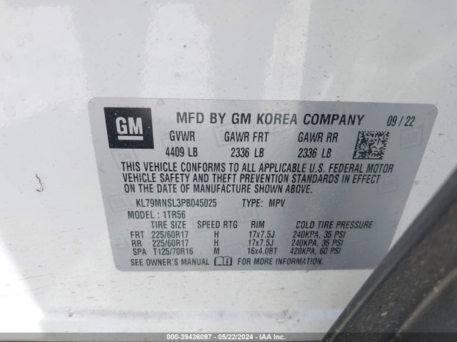 Chevrolet Trailblazer Awd Ls 2023 KL79MNSL3PB045025 Image 9