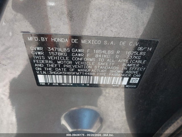 Honda Fit Ex/ex-l 2015 3HGGK5H89FM714488 Image 9