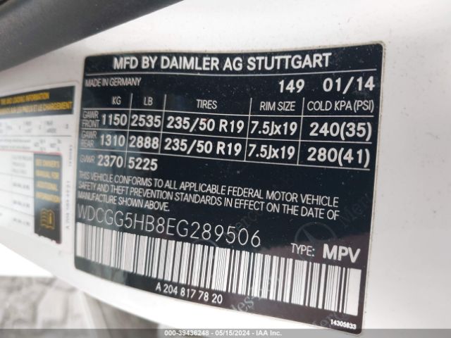 WDCGG5HB8EG289506 Mercedes-Benz GLK 350