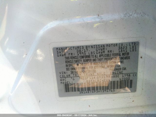 3N1AB7AP3HY391765 Nissan SENTRA SV