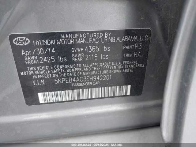 5NPEB4AC3EH942201 Hyundai SONATA GLS