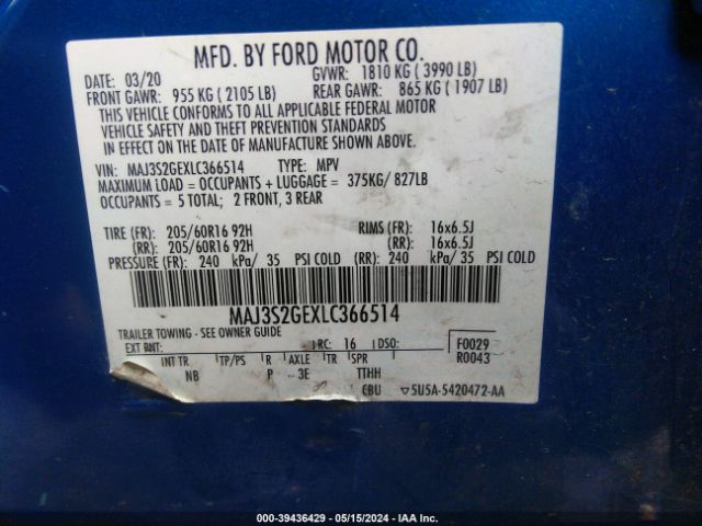 MAJ3S2GEXLC366514 Ford Ecosport Se
