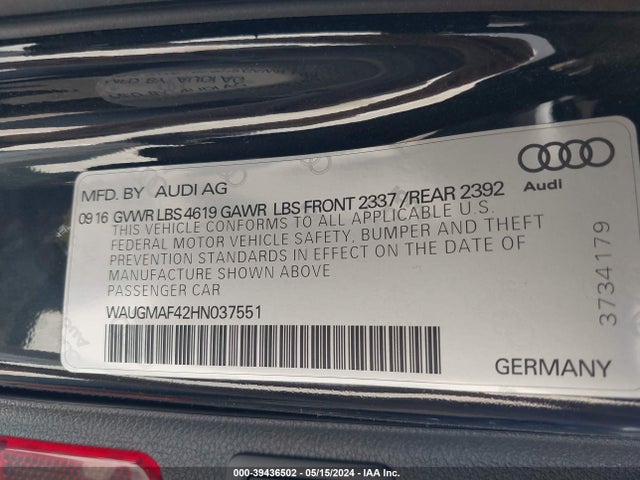 WAUGMAF42HN037551 Audi A4 2.0t Ultra Premium