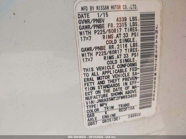 Nissan Rogue Select S 2015 JN8AS5MT2FW653486 Image 9