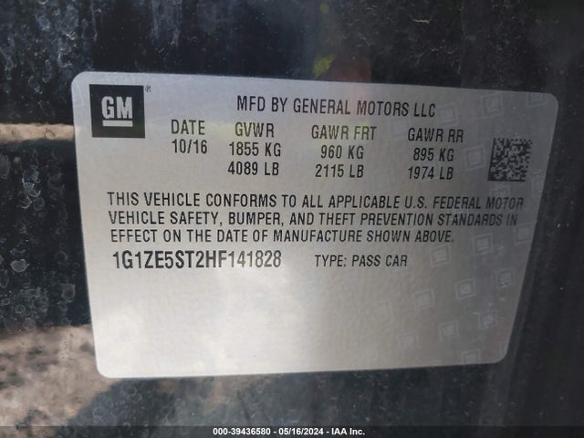 Chevrolet MALIBU 1LT 2017 1G1ZE5ST2HF141828 Image 9