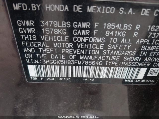 3HGGK5H83FM785640 Honda Fit Ex/ex-l