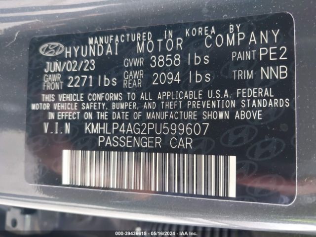 KMHLP4AG2PU599607 Hyundai Elantra Limited
