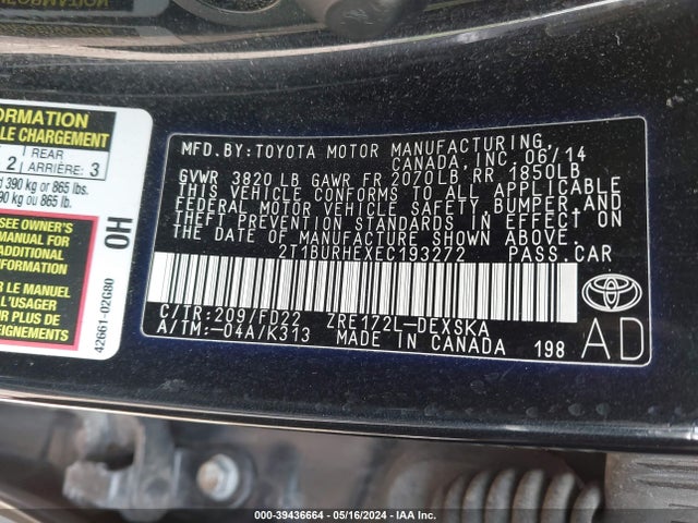 Toyota Corolla S Plus 2014 2T1BURHEXEC193272 Image 9