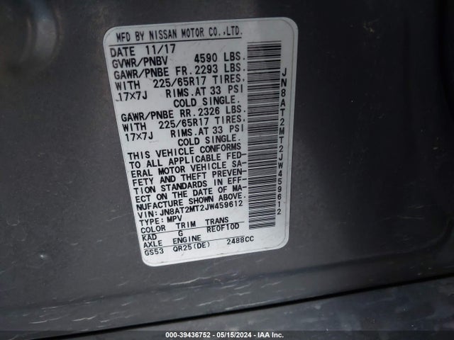 Nissan ROGUE S 2018 JN8AT2MT2JW459612 Image 9