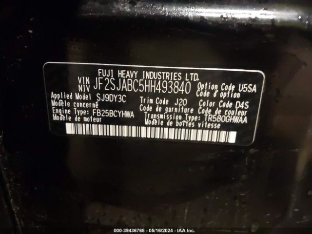 JF2SJABC5HH493840 Subaru Forester 2.5i