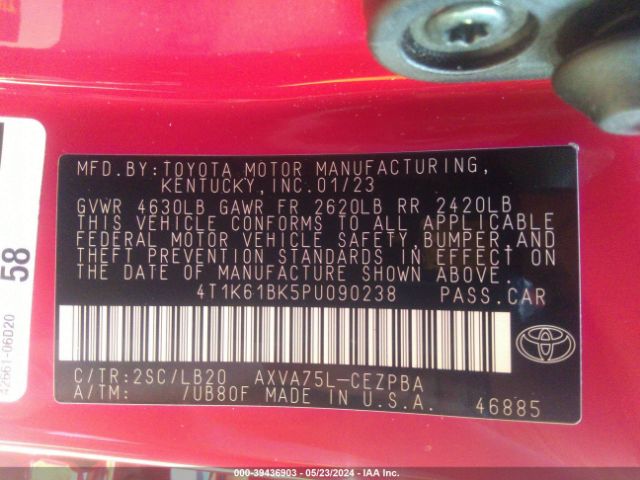 4T1K61BK5PU090238 Toyota Camry Xse Awd