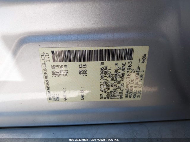 Nissan Maxima 3.5 Sv 2018 1N4AA6APXJC367963 Image 9