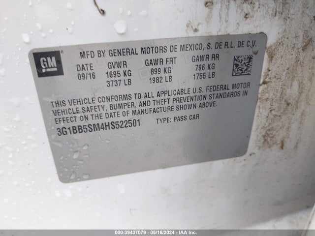 Chevrolet Cruze Ls Manual 2017 3G1BB5SM4HS522501 Image 9