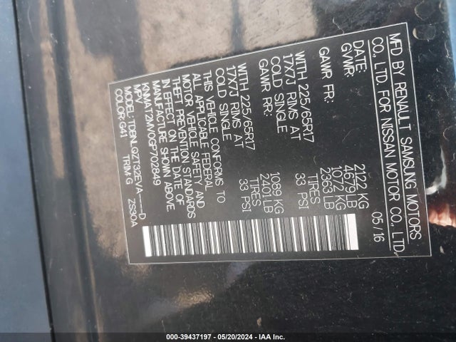 Nissan ROGUE SV 2016 KNMAT2MV0GP702849 Image 9