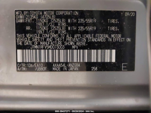 Toyota Rav4 Limited 2021 JTMN1RFV5MD073003 Image 9