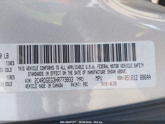 Dodge Grand Caravan Gt 2017 2C4RDGEG3HR773833 Image 9