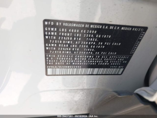 3VVLX7B26NM022994 Volkswagen Taos 1.5t Se