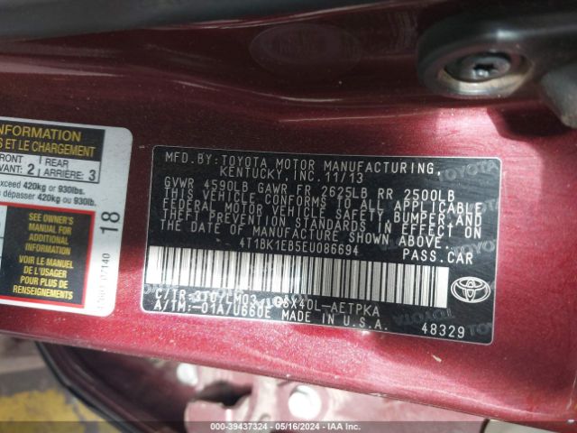 4T1BK1EB5EU086694 Toyota AVALON LIMITED