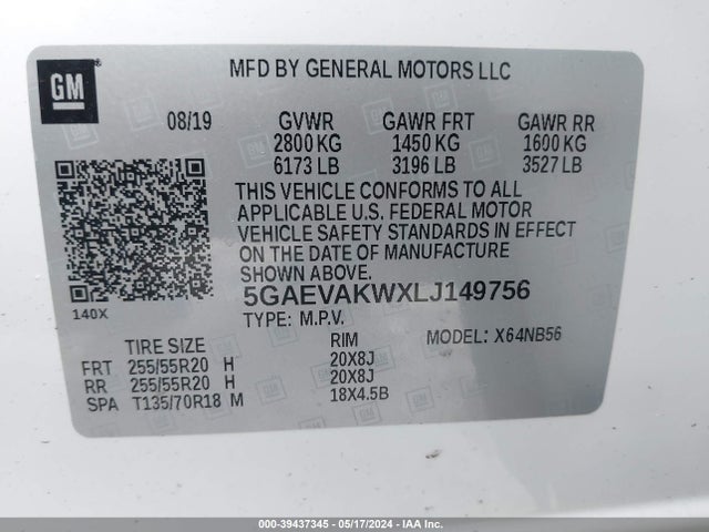 Buick Enclave Awd Essence 2020 5GAEVAKWXLJ149756 Image 9