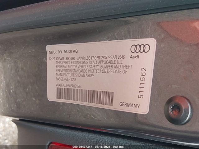 WAUFACF54PA031524 Audi A5 Sportback Premium Plus 45 Tfsi S Line Quattro S Tronic