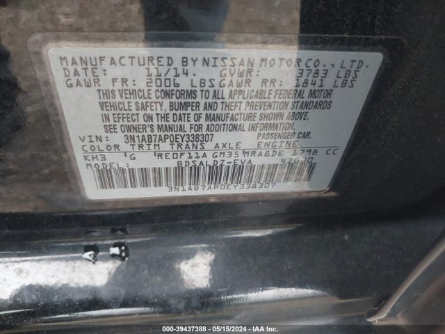 Nissan SENTRA SV 2014 3N1AB7AP0EY338307 Image 9